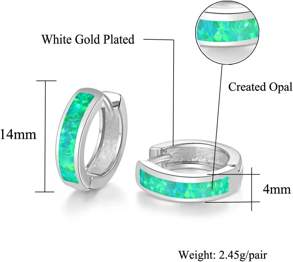 CiNily Huggie Earrings Opal Hinged Hoop Earrings Gold Plated Hypoallergenic Small Hoop Earrings for Women Teen Girls Men Sensitive Ears