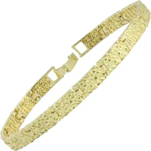 Classic Nugget Design 14kt Gold Tone 7mm 14mm or 24mm 8 inch Bracelet Bling