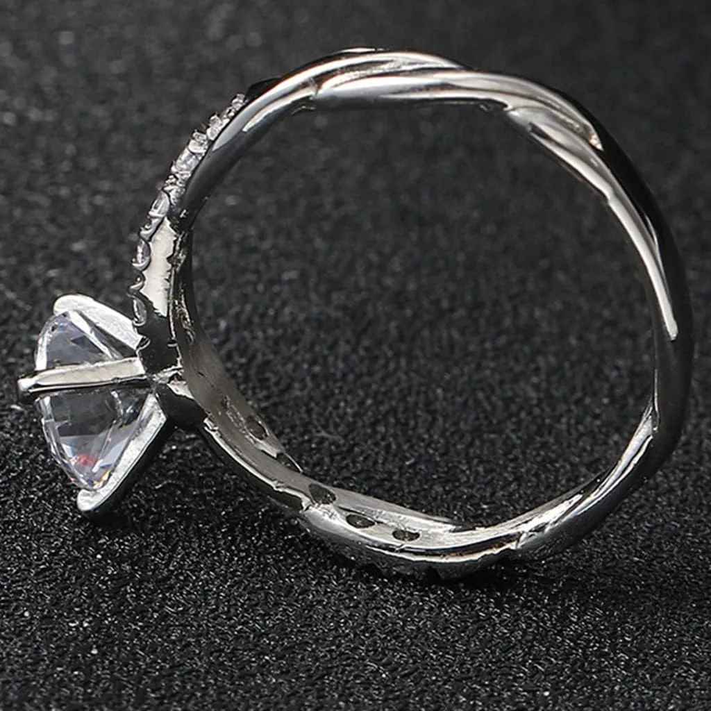 Classic Solitaire Style Engagement Ring - Stainless Steel, 2.0 Carat Simulated Diamond, Full Sizes 3-13 Available