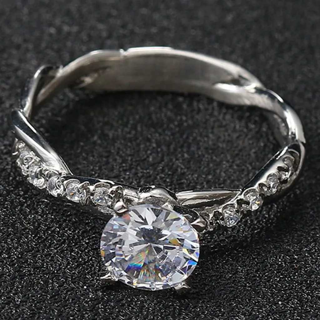 Classic Solitaire Style Engagement Ring - Stainless Steel, 2.0 Carat Simulated Diamond, Full Sizes 3-13 Available