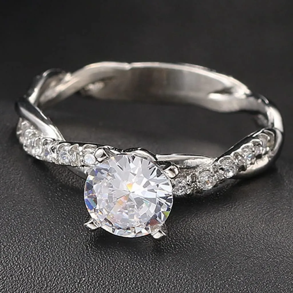 Classic Solitaire Style Engagement Ring - Stainless Steel, 2.0 Carat Simulated Diamond, Full Sizes 3-13 Available