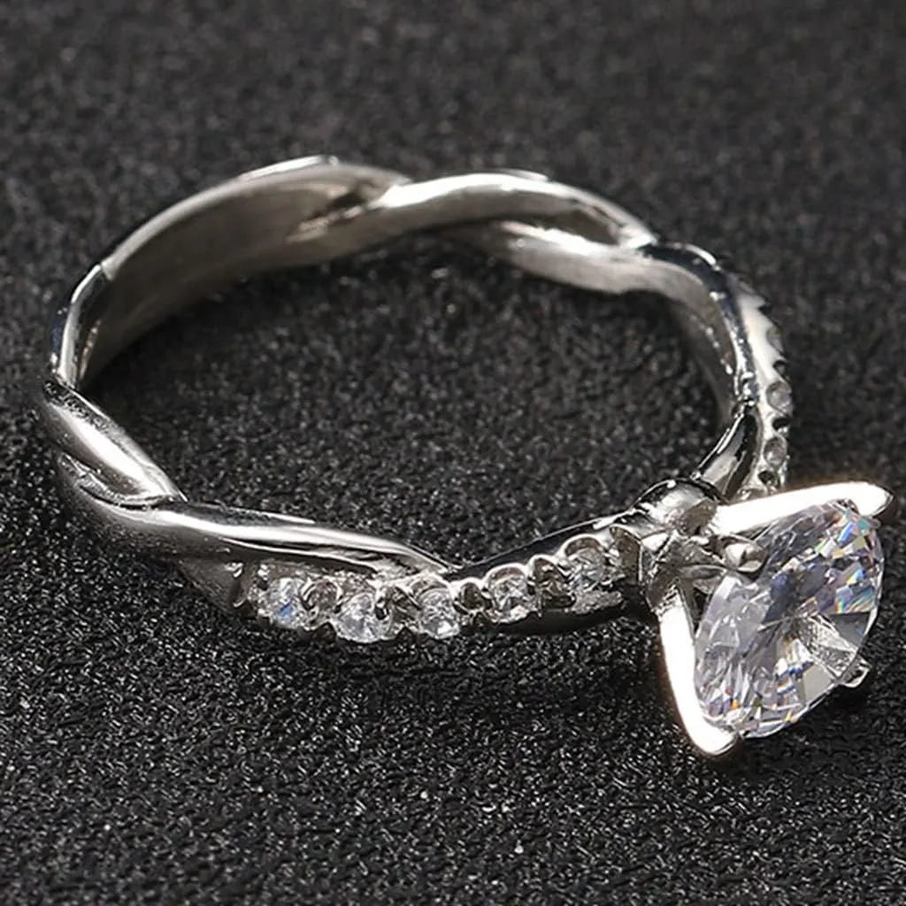 Classic Solitaire Style Engagement Ring - Stainless Steel, 2.0 Carat Simulated Diamond, Full Sizes 3-13 Available