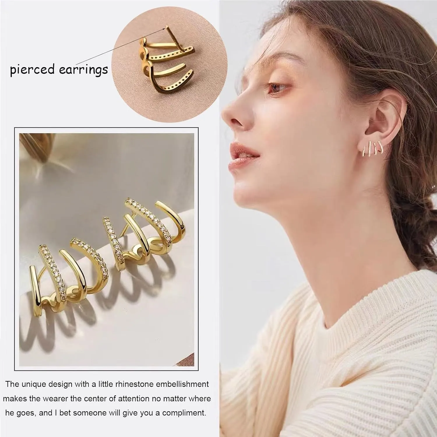 Claw Earrings for Women Trendy Stud Earrings Minimalist Huggie Warp Cuff Earrings Dainty Jewelry Gifts for Women
