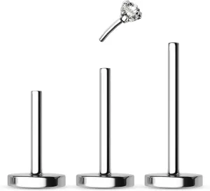 COCHARM 4pcs G23 Titanium 16g Flat Back Cartilage Earrings Stud Set Threadless 6mm 8mm 10mm CZ Helix Earrings Push in Tragus Piercing 16 Gauge Conch Earrings Stud Surgical Steel Labret Medusa Stud Labret Medusa Piercing