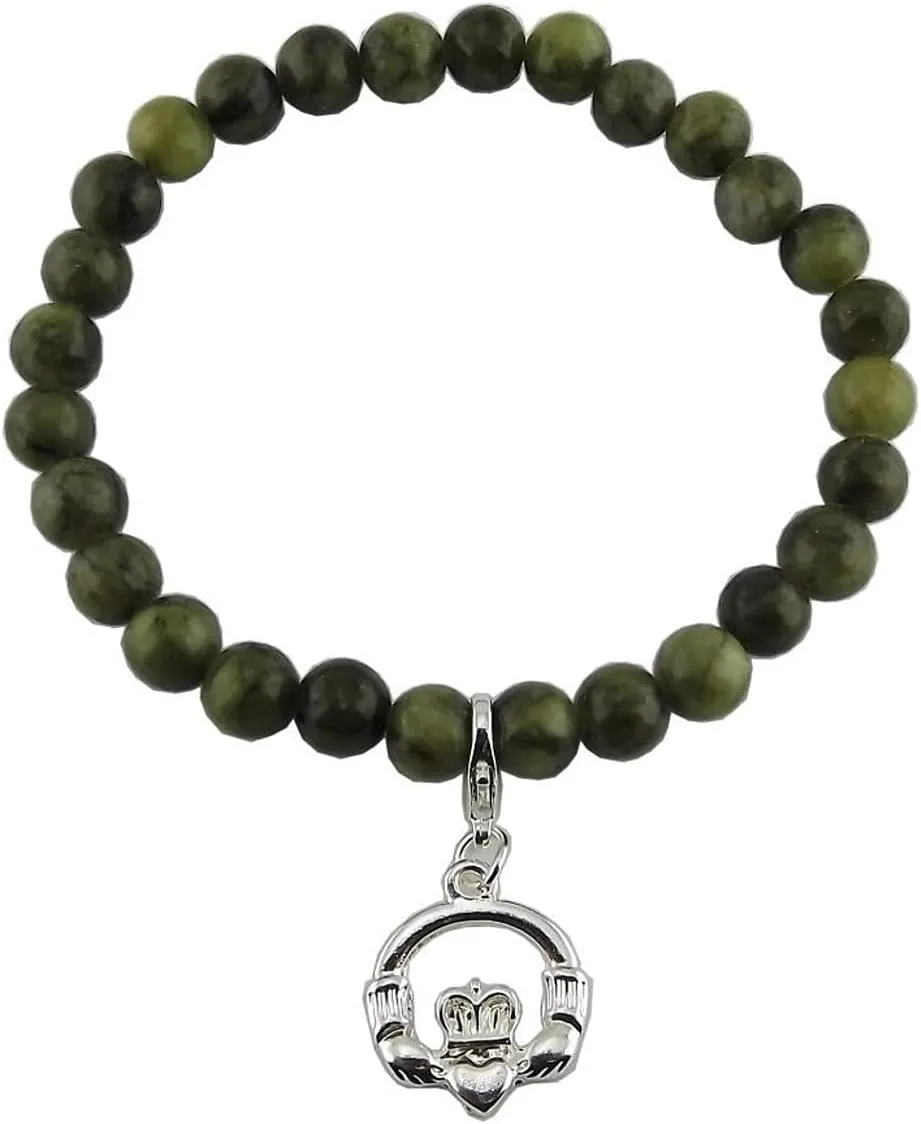 Connemara Marble Beads Green Bracelet Irish Charms Women Gift Birthday Present
