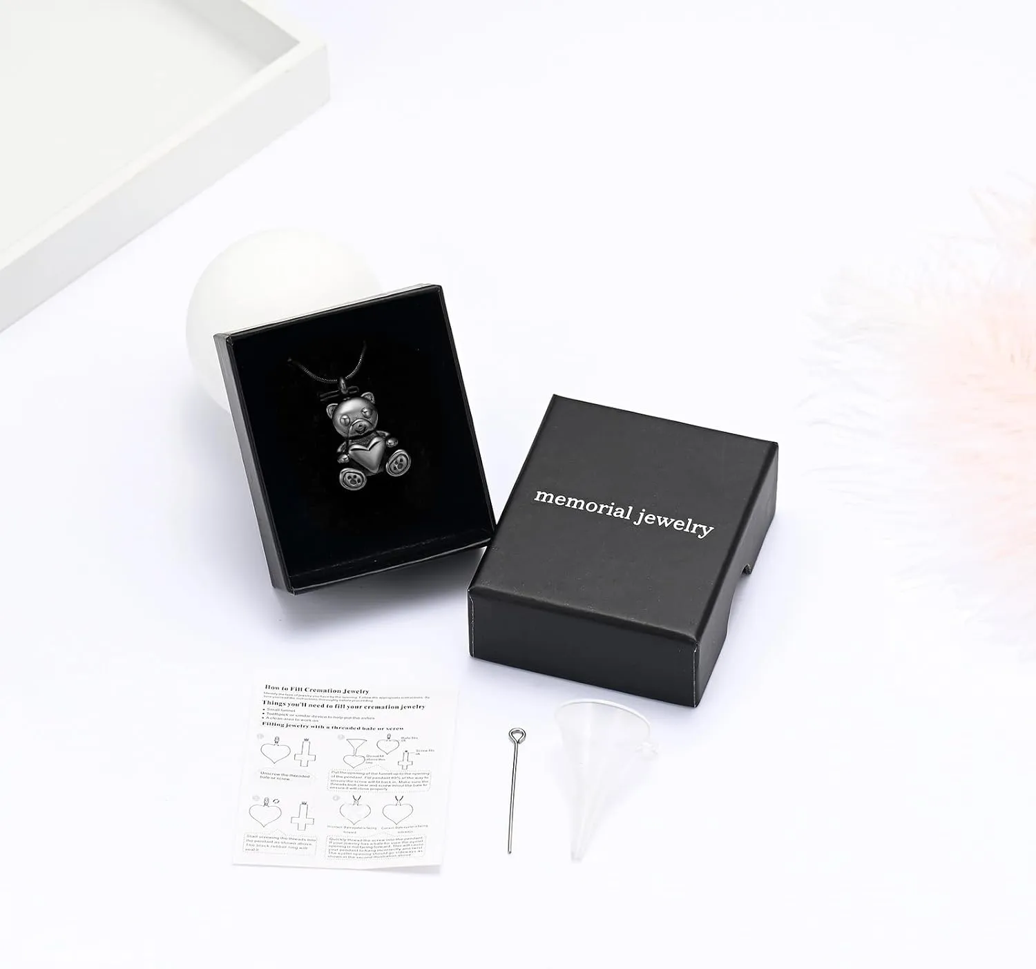 Cremation Jewelry - Teddy Bear Urn Necklace for Men Women with Mini Keepsake Urn Memorial Ash Jewelry
