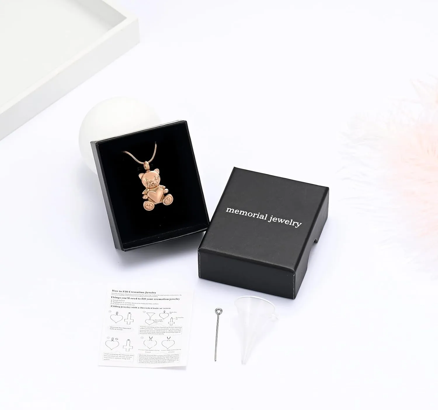 Cremation Jewelry - Teddy Bear Urn Necklace for Men Women with Mini Keepsake Urn Memorial Ash Jewelry