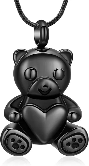 Cremation Jewelry - Teddy Bear Urn Necklace for Men Women with Mini Keepsake Urn Memorial Ash Jewelry