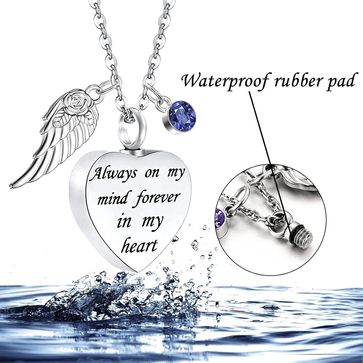 Cremation Urn Necklace Set of 5 - Crystal Heart Cremation Jewelry Memorial Keepsake Urn for Human Ashes Pendant Necklace for Women & Men