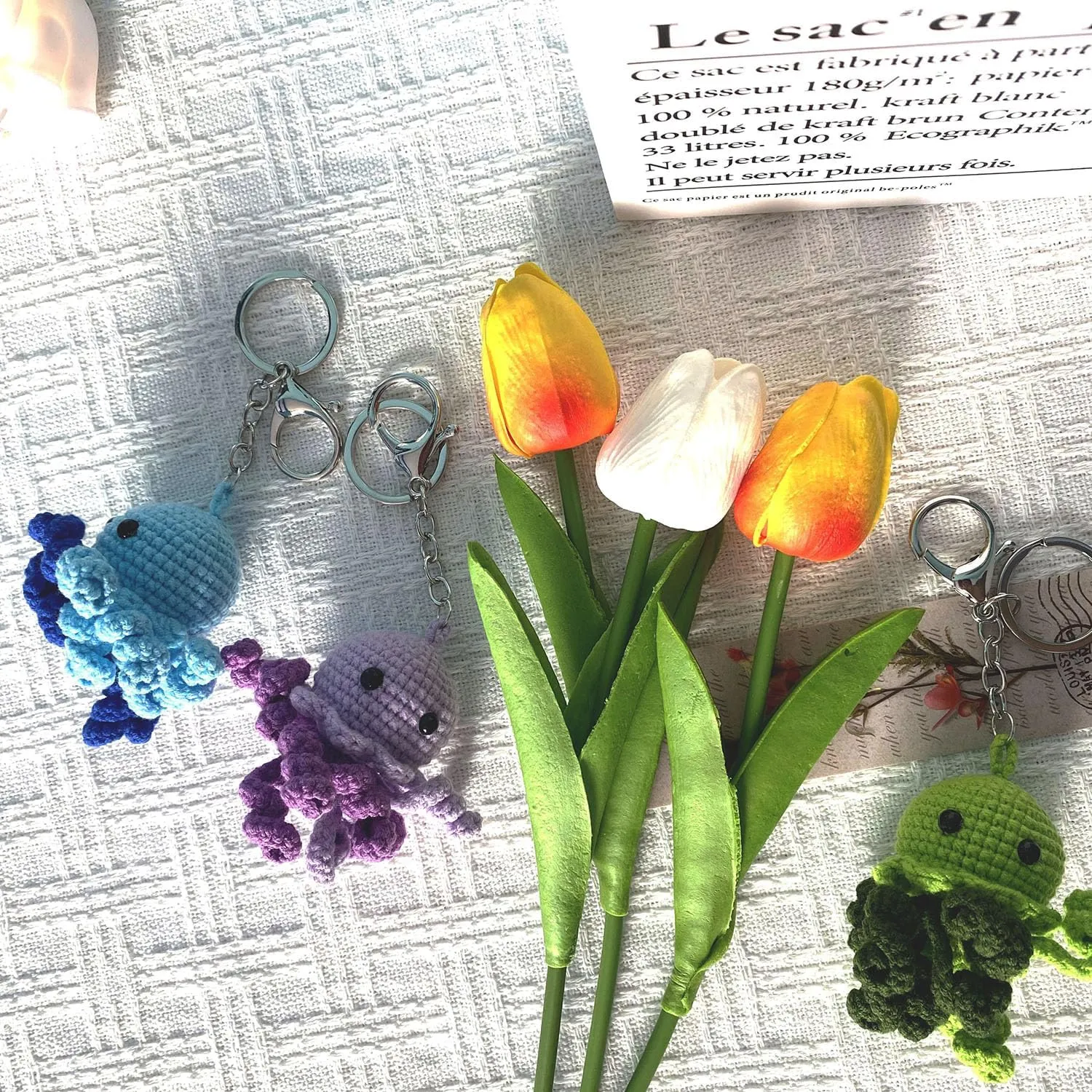 Crochet Keychain Cute Kawaii Key chain Accessories Backpack Purse Keychain Charms Handmade Gift for Women