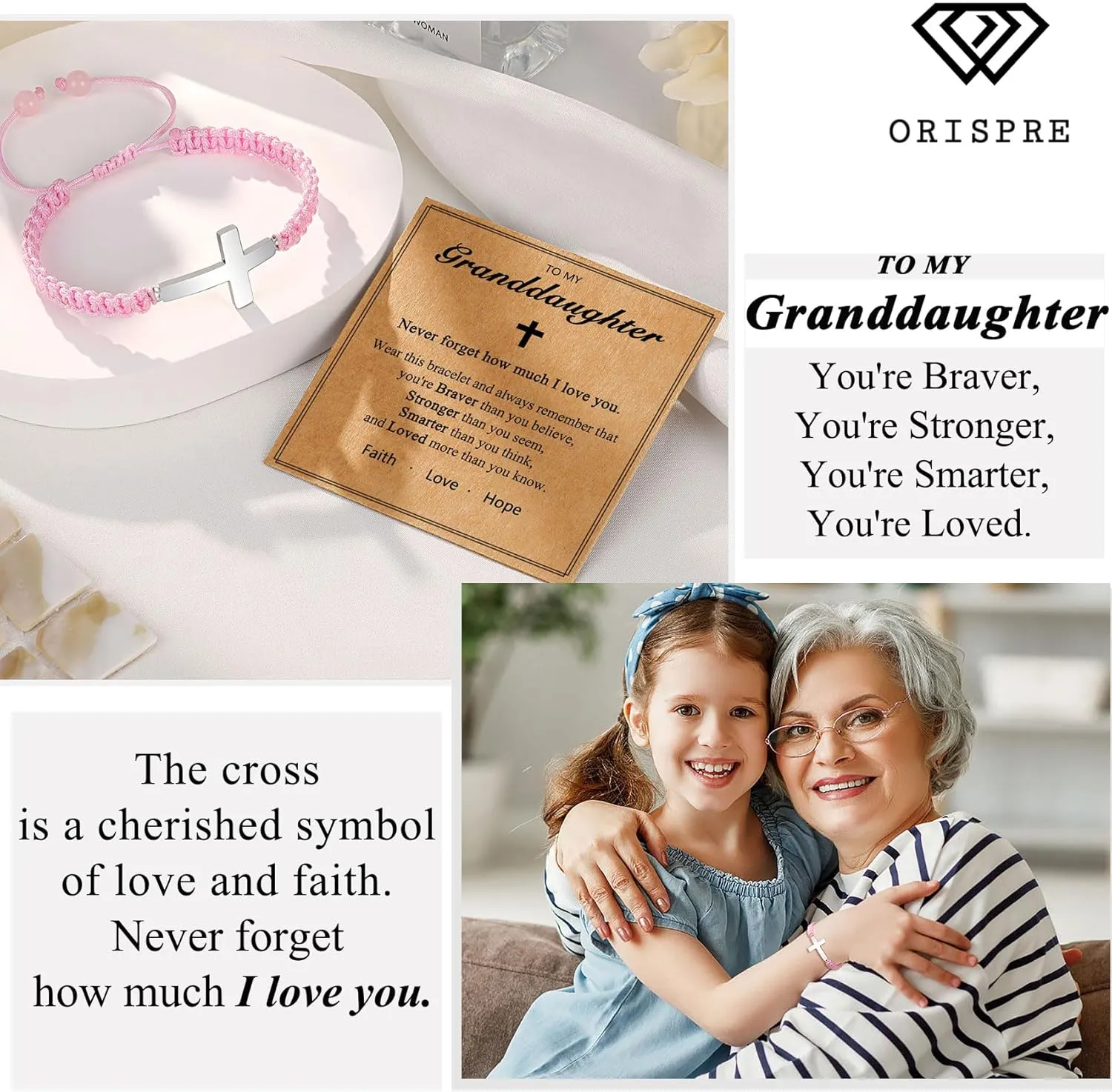 Cross Braided Bracelet for Girls Easter Birthday Christmas Gifts for Daughter Granddaughter Niece