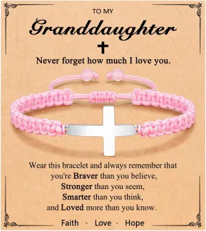 Cross Braided Bracelet for Girls Easter Birthday Christmas Gifts for Daughter Granddaughter Niece