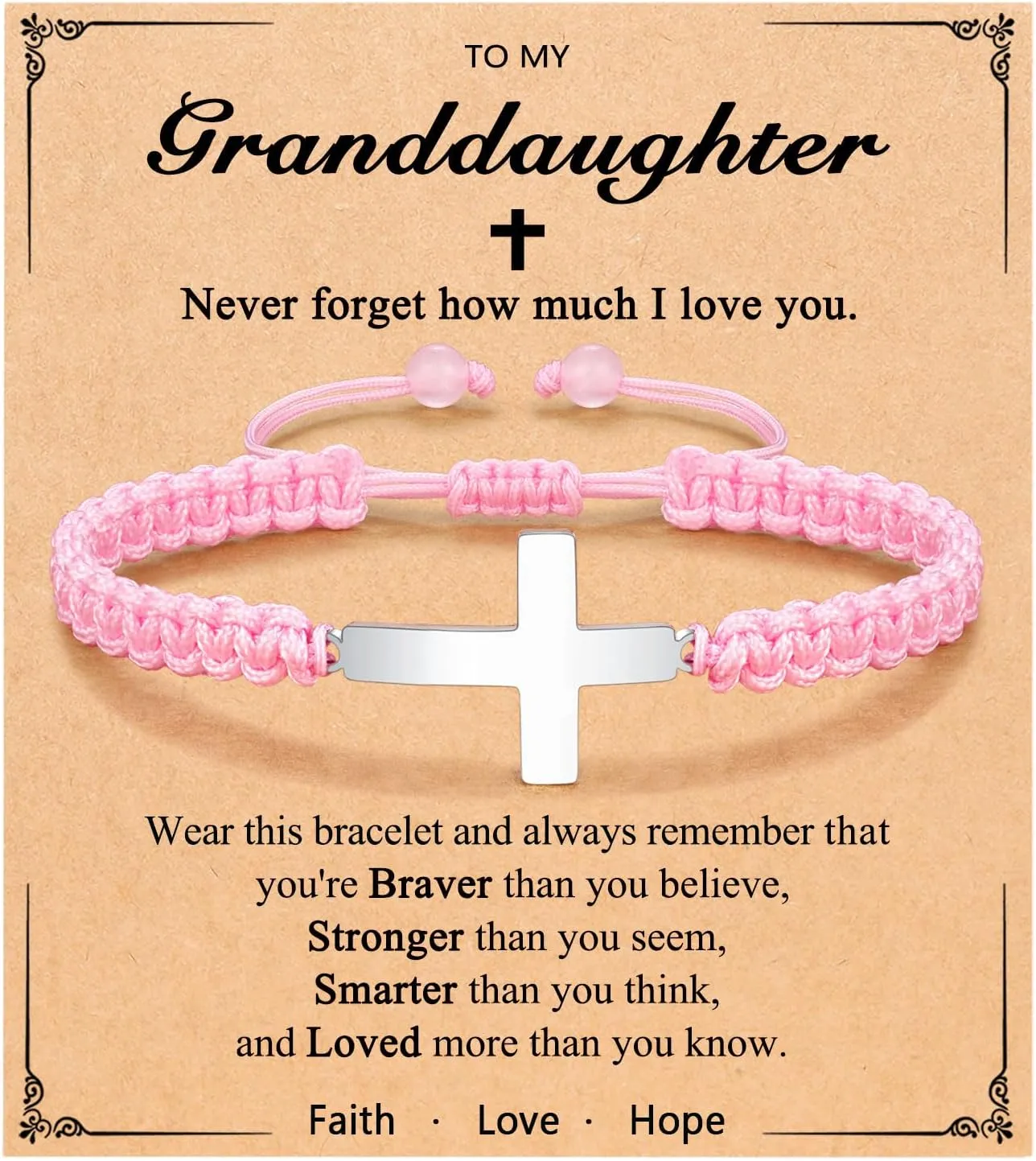 Cross Braided Bracelet for Girls Easter Birthday Christmas Gifts for Daughter Granddaughter Niece