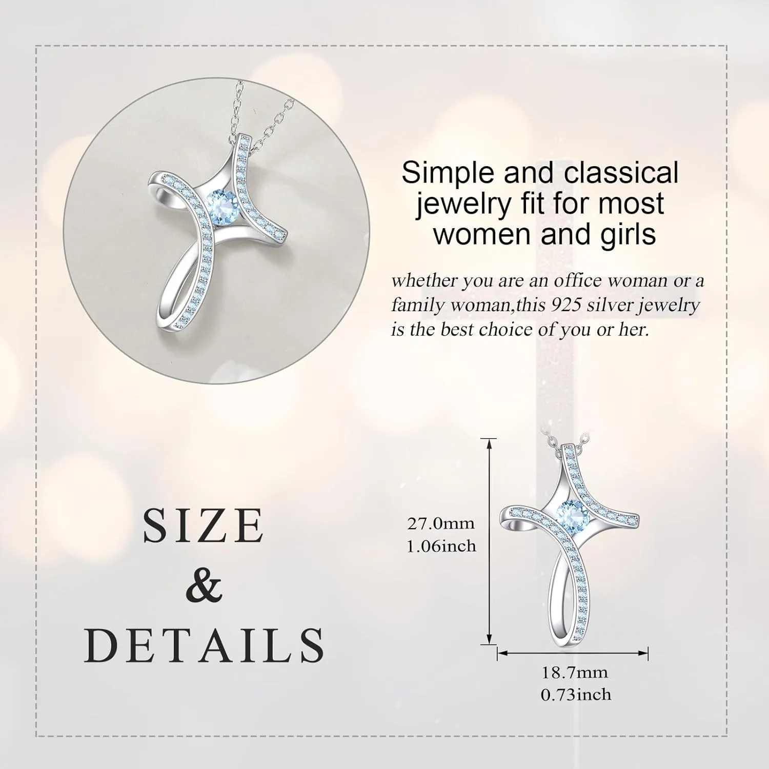 Cross Necklace for Women 925 Sterling Silver Birthstone Necklace Sideways Cross Necklace Birthstone Jewelry Gifts