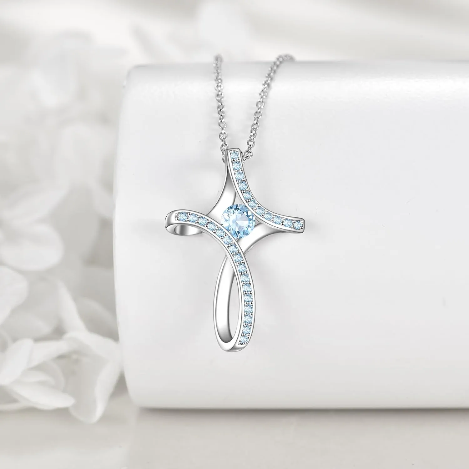 Cross Necklace for Women 925 Sterling Silver Birthstone Necklace Sideways Cross Necklace Birthstone Jewelry Gifts