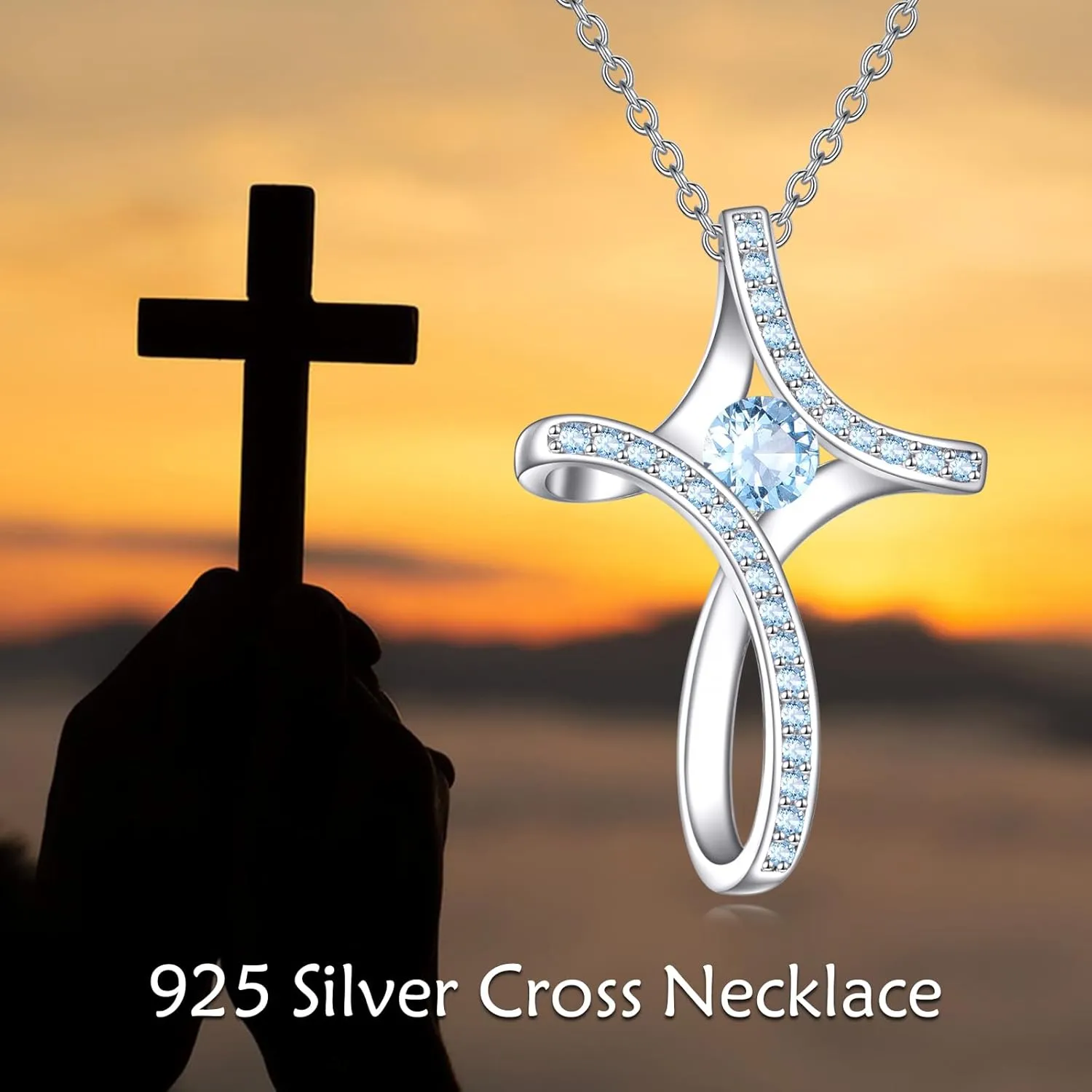 Cross Necklace for Women 925 Sterling Silver Birthstone Necklace Sideways Cross Necklace Birthstone Jewelry Gifts