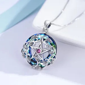 Crystal Pentagram Necklace 925 Sterling Silver Pentacle Pendant Crystal Jewelry Mothers Day for Mom Wife