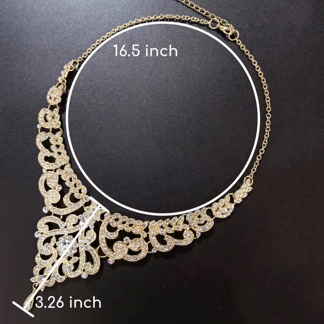 Crystal Wedding Jewelry Set Necklace Earring Set For Women and Brides Rose Gold and Silver Bridal Statement Jewelry sets