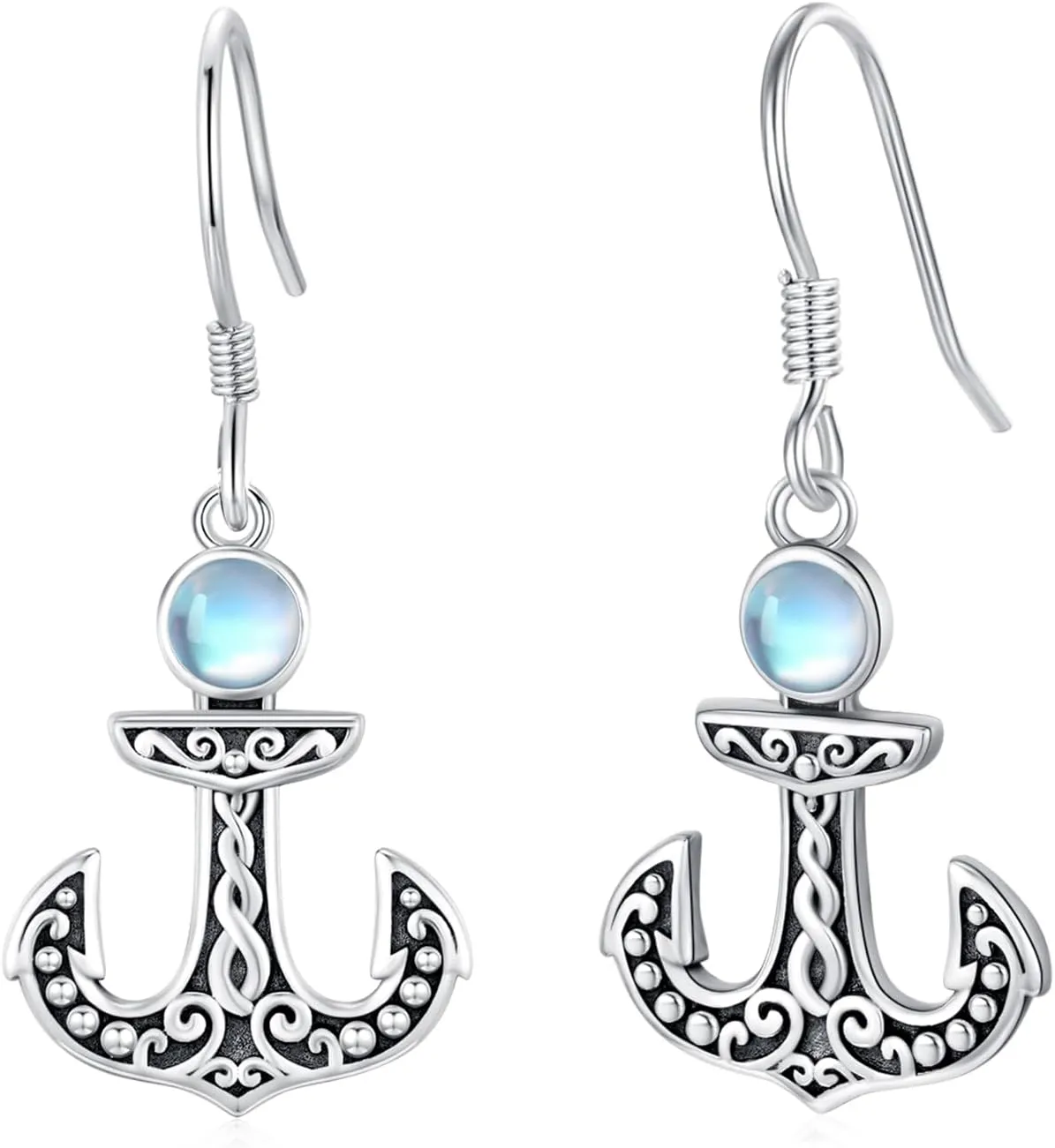 CUOKA MIRACLE Anchor Earrings for Women 925 Sterling Silver Nautical Anchor Dangle Hoop Small Minimalist Hypoallergenic Earring for Wife Mom Summer Jewelry Gift Birthday Christmas
