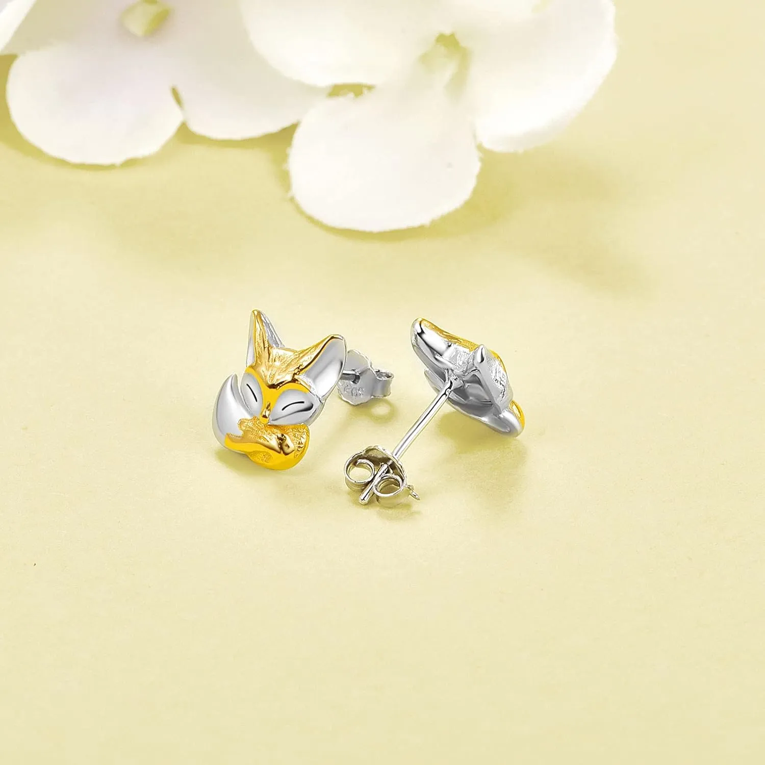 CUOKA MIRACLE Fox Earring Fox Stud Earrings 925 Sterling Silver Fox Earrings Rose Gold/Gold Fox Head Earrings for Women Cute Fox Animal Earring Pet Jewelry Stud Earrings for Women Teen