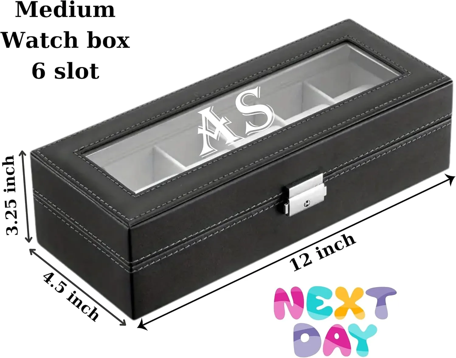 Customized Watch Storage Box Case - Personalized Watch Box for Men, Custom Engraved Watch Box - Groomsmen Gifts- Valentines Gifts for him, Birthday Gifts for men unique - Fathers Day Gift (3 slots)