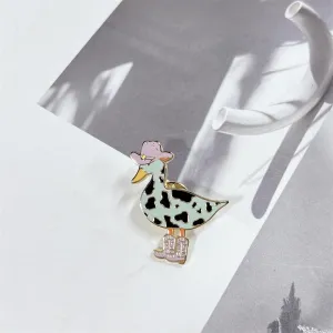Cute Cartoon Cowboy Duck Brooch Pin For Women Girls Boy Funny Novelty Animal Cowgirls Hat Boots Lapel Enamel Pins Kawaii Corsage Clips Badges Button Jewelry Gifts For Backpacks Clothing Bags Hats