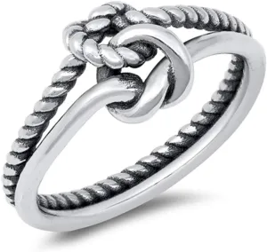 Cute Nautical Double Rope Knot Promise Ring New .925 Sterling Silver Band Sizes 4-10