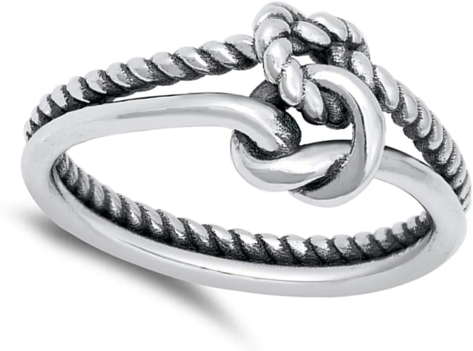 Cute Nautical Double Rope Knot Promise Ring New .925 Sterling Silver Band Sizes 4-10