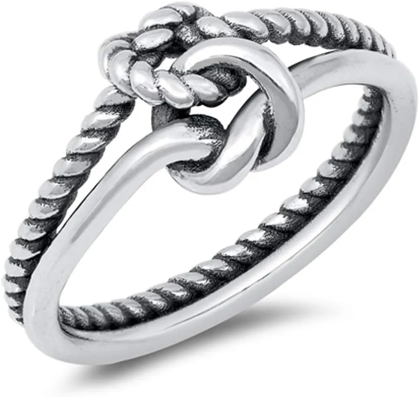 Cute Nautical Double Rope Knot Promise Ring New .925 Sterling Silver Band Sizes 4-10