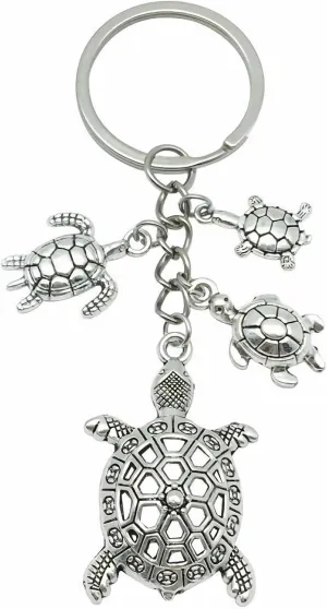 cute sea turtle keychain for backpack, purse bag charms for handbags, aesthetic silver ocean small key chains accessories for women, car keychain sea turtle gifts for women