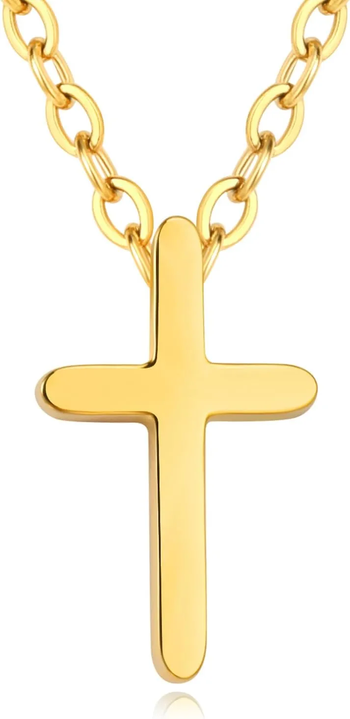 Dainty Cross Necklace for Women,Dainty Gold Silver Cross Necklace Sideways Cross Necklace Gold Silver Tiny Small Gold Rhinestone Cross Necklace Pendant for Women Girls 14K Gold Plated