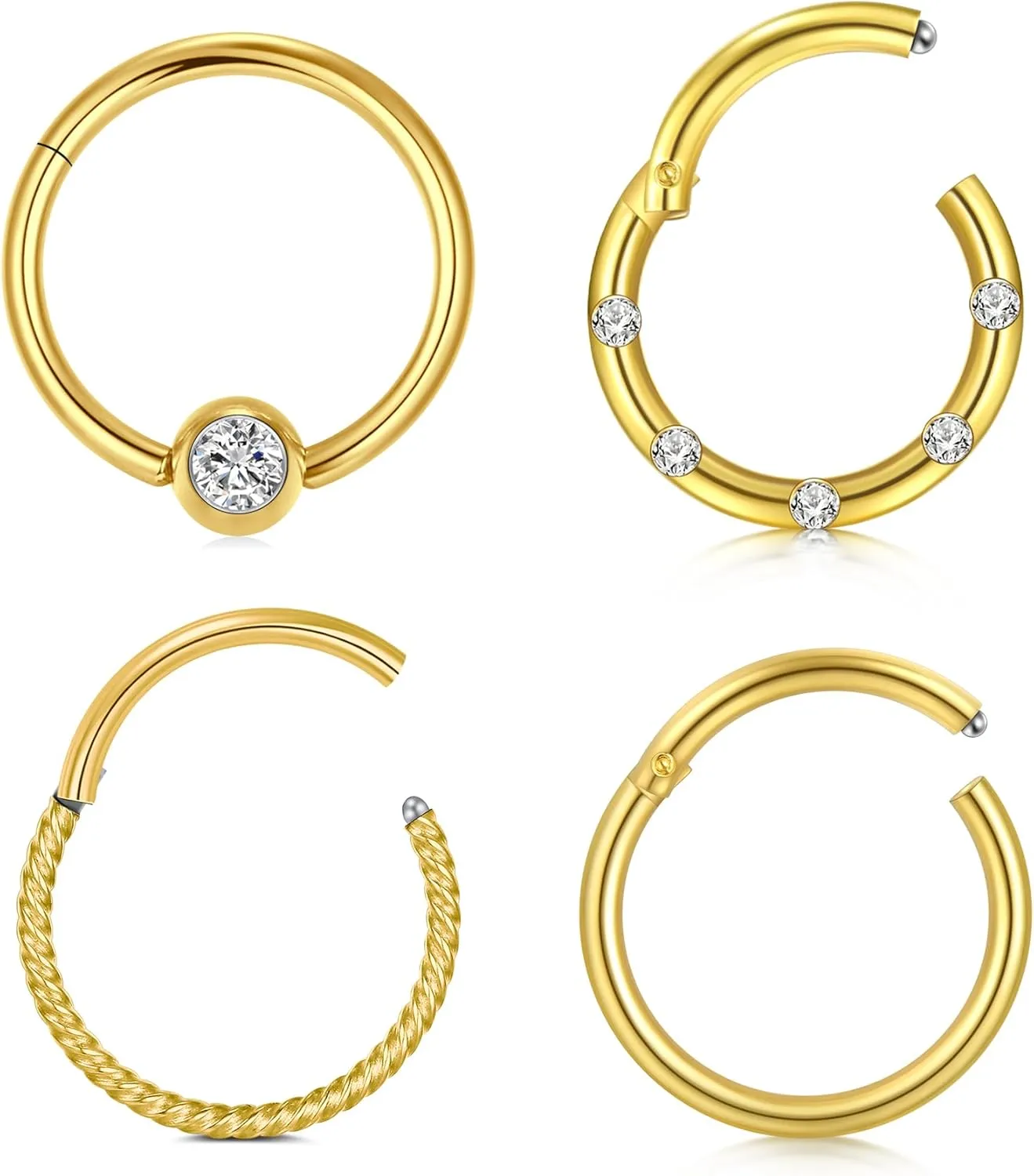 D.Bella 16G 14G Horseshoe Rings Surgical Steel Nose Septum Horseshoe Hoop Earring Eyebrow Tragus Lip Rings Daith Helix Piercing Jewelry for Women Men 6-12mm Smily Piercing Jewelry