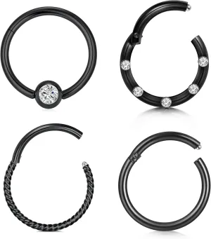 D.Bella 16G 14G Horseshoe Rings Surgical Steel Nose Septum Horseshoe Hoop Earring Eyebrow Tragus Lip Rings Daith Helix Piercing Jewelry for Women Men 6-12mm Smily Piercing Jewelry