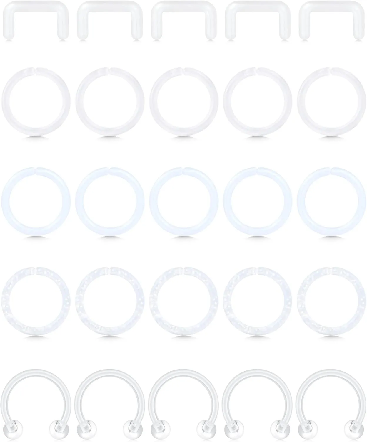D.Bella 16G Clear Septum Retainer Acrylic Bioflex Septum Piercing Plastic Lip Eyebrow Ear Nose Rings Horseshoe Cartilage Helix Rook Daith Tragus Earring Piercing for Work Surgery