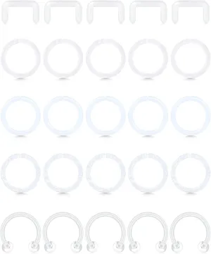 D.Bella 16G Clear Septum Retainer Acrylic Bioflex Septum Piercing Plastic Lip Eyebrow Ear Nose Rings Horseshoe Cartilage Helix Rook Daith Tragus Earring Piercing for Work Surgery