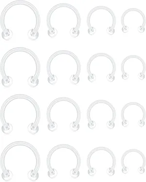D.Bella 16G Clear Septum Rings Horseshoe Flexible Acrylic Cartilage Tragus Helix Daith Rook Conch Snug Earring Hoop Bioflex Nose Lip Eyebrow Rings Retainer for Work Surgery