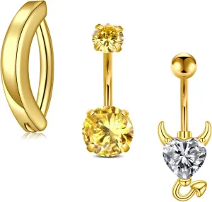 D.Bella Belly Rings for Women Belly Button Piercing Clicker Belly Button Ring Belly Button Rings Dangling 14G Surgical Steel CZ Butterfly Dangle Belly Piercing Jewelry Silver Rose Gold