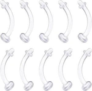 D.Bella Clear Cartilage Earring-20pcs 16G Clear Acrylic Bioflex Tragus Retainer Lip Rings Nose Studs Labret Ear Helix Earring Clear 10mm