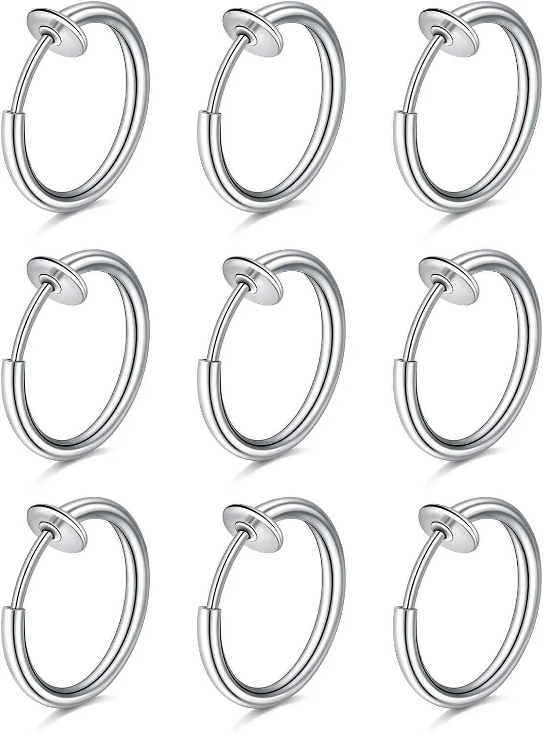 D.Bella Fake Septum Piercing Faux Nose Rings Hoop Stainless Steel Faux Lip Ear Nose Septum Ring Non Piercing Clip On Nose Hoop Rings Body Piercing Jewelry