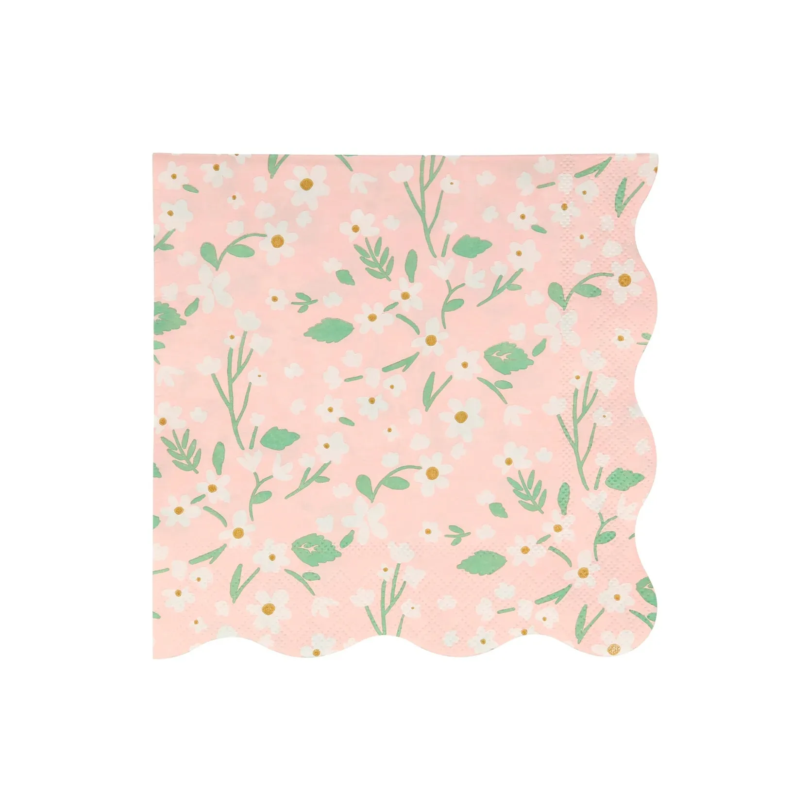 Ditsy Floral Large Napkins, Set of 20 Large Floral Paper Napkins in 4 Different Colors with Scallop Edging by Meri Meri