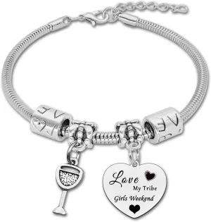 DlaeKua Weekend Gifts for Women Stainless Steel Bracelets Tribe Gifts for Women Getaway Weekend Gifts Trip Gifts Friends Weekend Gifts Friendship Gifts Travel Gift Bestie Gift Weekend Gifts