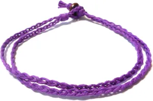 Double Purple Braided Hemp Anklet - Handmade