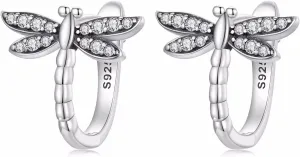 Dragonfly Small Hoop Earrings for Women, S925 Sterling Silver Hypoallergenic Huggie Earrings Cute Animal Cubic Zirconia Hoop Earrings Jewelry Gifts for Daughter Girls Teen