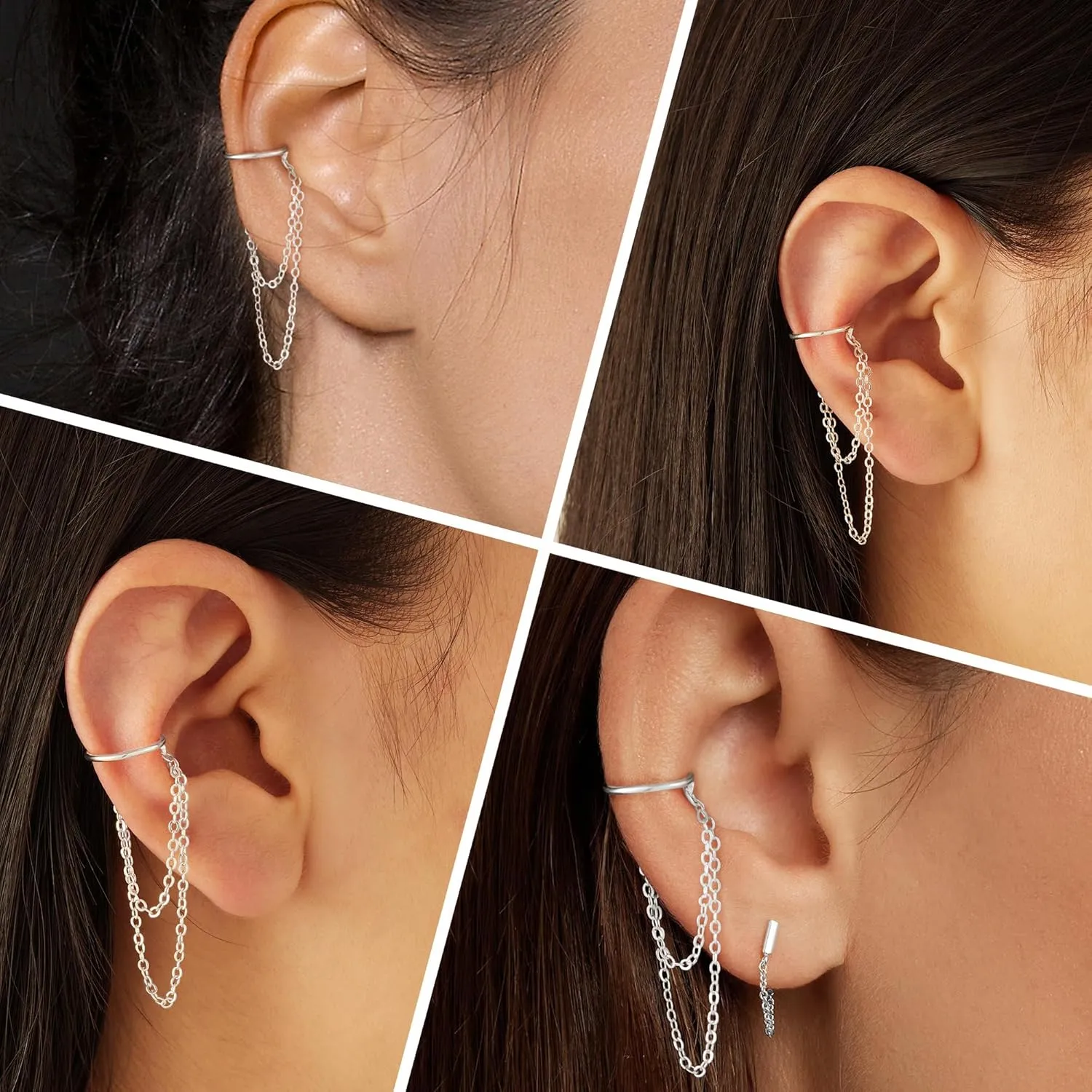 Ear Cuffs for Women Non Piercing 14K Gold Plated 925 Sterling Silver Earrings Fake Piercing Small Hypoallergenic Tiny Dainty Cubic Zirconia Clip on Nose Cartilage Hoop Mother Day Jewelry Gifts for Mom