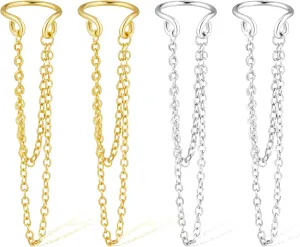 Ear Cuffs for Women Non Piercing 14K Gold Plated 925 Sterling Silver Earrings Fake Piercing Small Hypoallergenic Tiny Dainty Cubic Zirconia Clip on Nose Cartilage Hoop Mother Day Jewelry Gifts for Mom