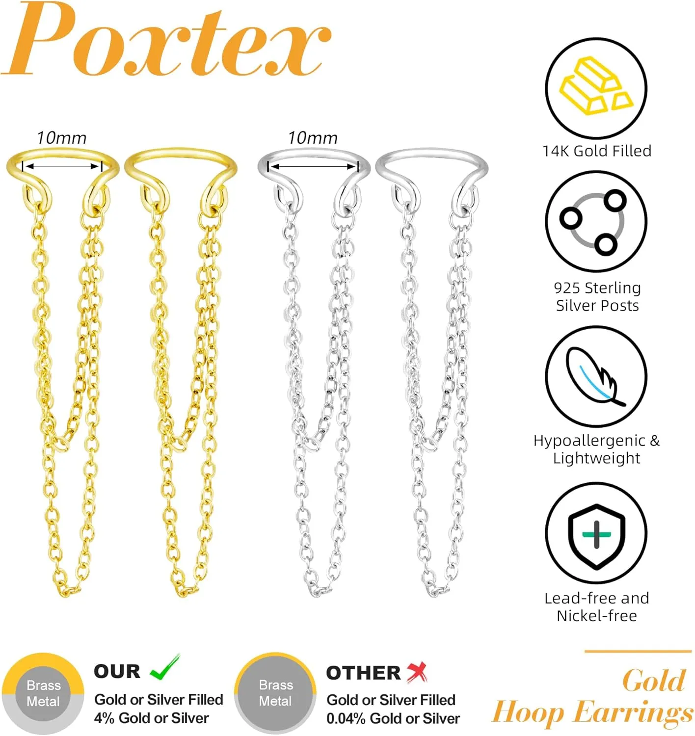 Ear Cuffs for Women Non Piercing 14K Gold Plated 925 Sterling Silver Earrings Fake Piercing Small Hypoallergenic Tiny Dainty Cubic Zirconia Clip on Nose Cartilage Hoop Mother Day Jewelry Gifts for Mom