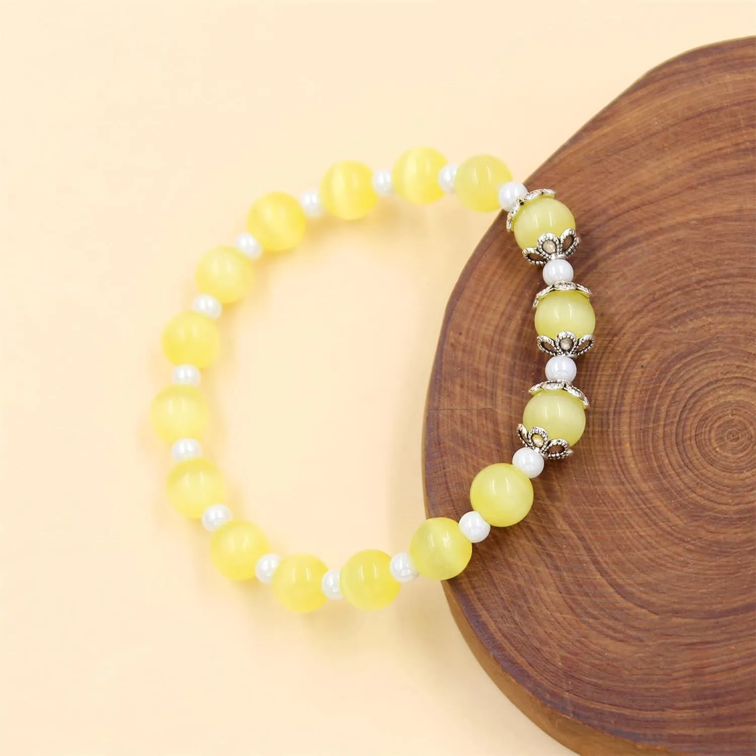Elegant 8mm Cat's Eye Stone Bracelet and 4mm Glass Beads Stretch Bracelet for Women Men Birthday Christmas and Thanksgiving Jewelry Gift for Dad Wife BFF