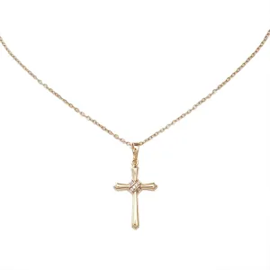 Elegant Gold Cross Necklace for Women - 14K Gold-Plated Faith Jewelry with Premium Zirconia - Ideal Gift for Couples, Friends, Grandmothers - 17.7 Inch Chain