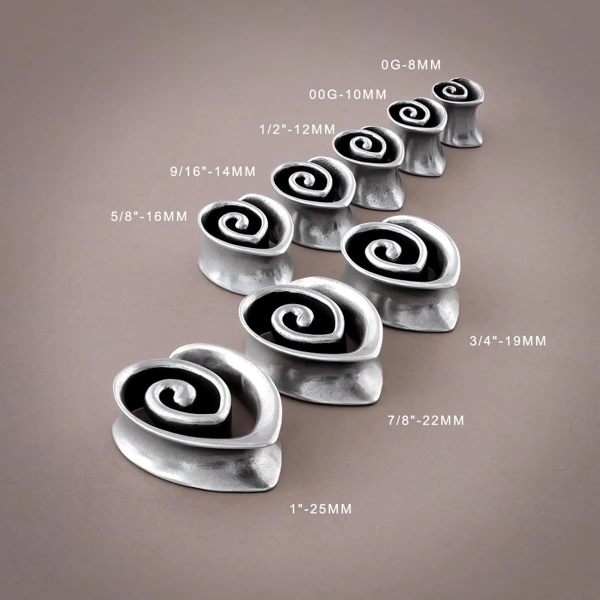 ERKUOO 2PCS 2g 0g 00g-1" Trendy Spiral Double Flared Plug Tunnels Stylish Ear Gauge Silver Plated Copper Ear Stretcher Hypoallergenic Metal Women Body Piercing Jewelry for Sensitive Ears