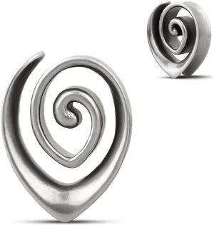 ERKUOO 2PCS 2g 0g 00g-1" Trendy Spiral Double Flared Plug Tunnels Stylish Ear Gauge Silver Plated Copper Ear Stretcher Hypoallergenic Metal Women Body Piercing Jewelry for Sensitive Ears